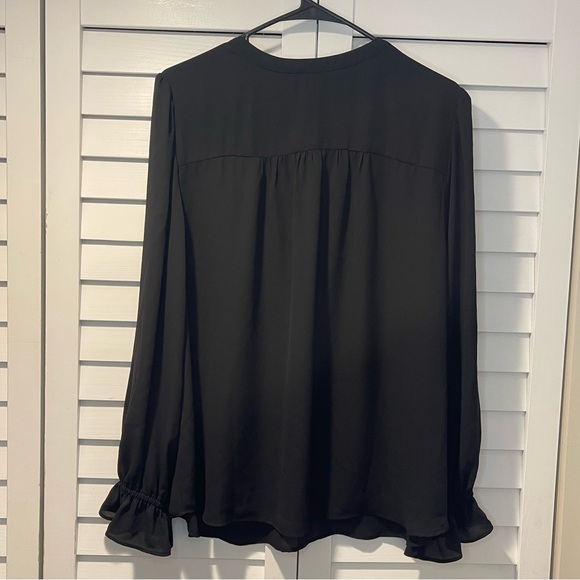 LOFT Black Pleated Long Sleeve Blouse Ruffle Cuffs Women’s XL NWT - Picture 12 of 15